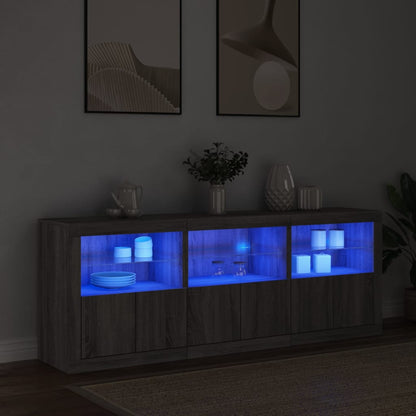 Dressoir Met Led-Verlichting 8,5X37X678 Cm Eiken Grijs sonoma