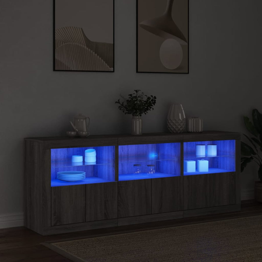 Dressoir met LED-verlichting 181,5x37x678 cm grijs sonoma eiken