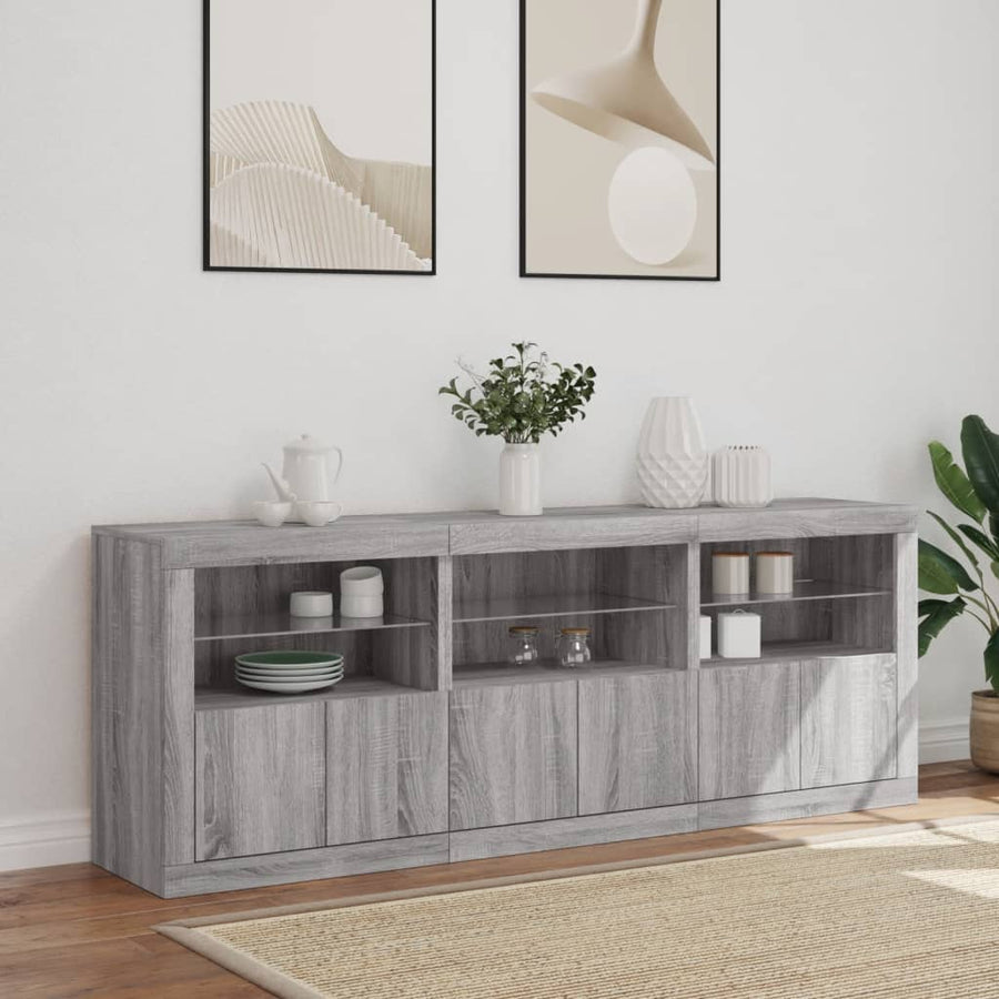 Dressoir met LED-verlichting 181,5x37x678 cm grijs sonoma eiken