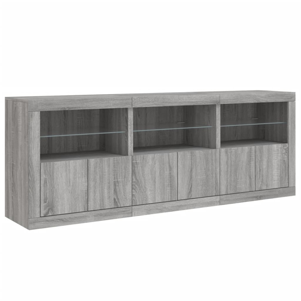 Dressoir Met Led-Verlichting 8,5X37X678 Cm Eiken Grijs sonoma