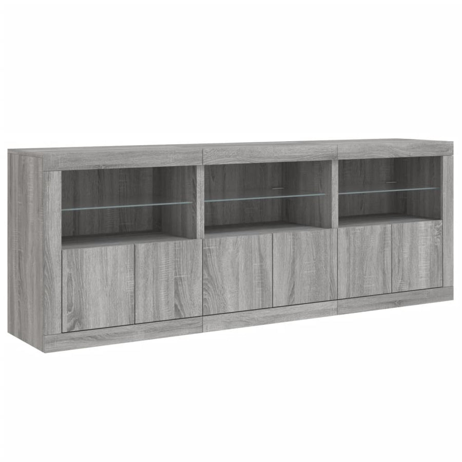 Dressoir met LED-verlichting 181,5x37x678 cm grijs sonoma eiken