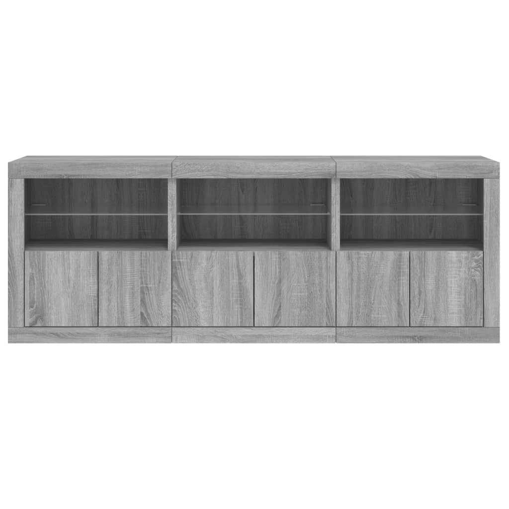 Dressoir Met Led-Verlichting 8,5X37X678 Cm Eiken Grijs sonoma