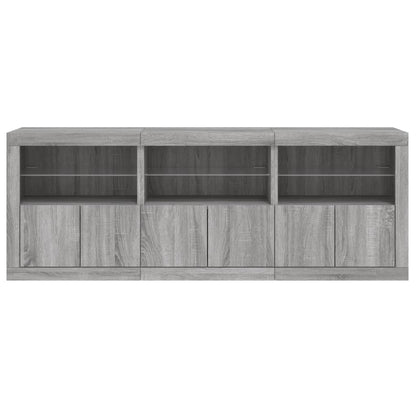 Dressoir Met Led-Verlichting 8,5X37X678 Cm Eiken Grijs sonoma