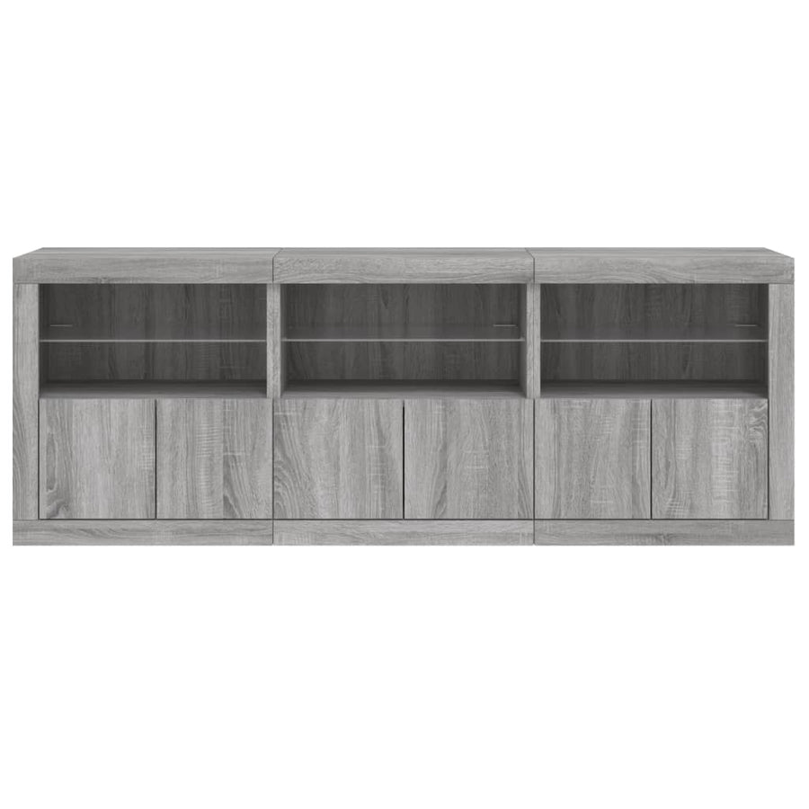 Dressoir met LED-verlichting 181,5x37x678 cm grijs sonoma eiken
