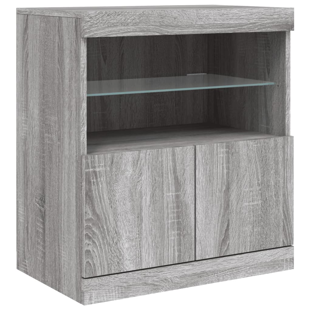 Dressoir Met Led-Verlichting 8,5X37X678 Cm Eiken Grijs sonoma