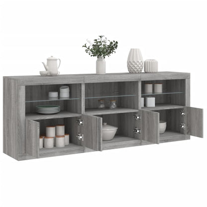 Dressoir Met Led-Verlichting 8,5X37X678 Cm Eiken Grijs sonoma