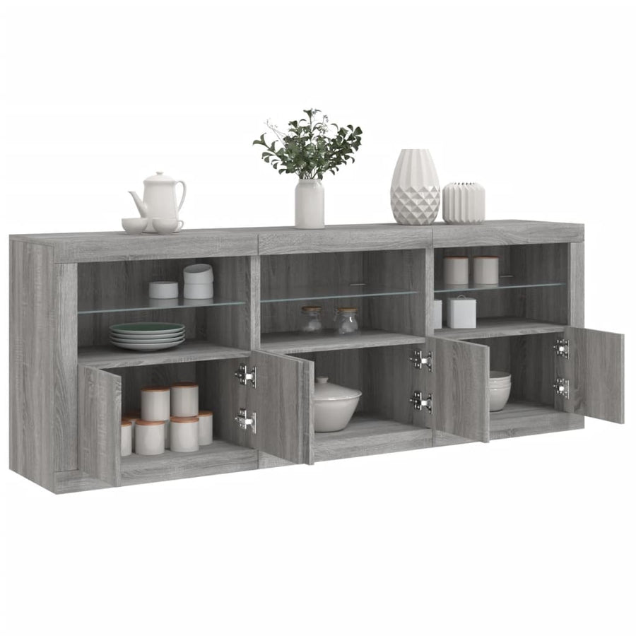 Dressoir met LED-verlichting 181,5x37x678 cm grijs sonoma eiken