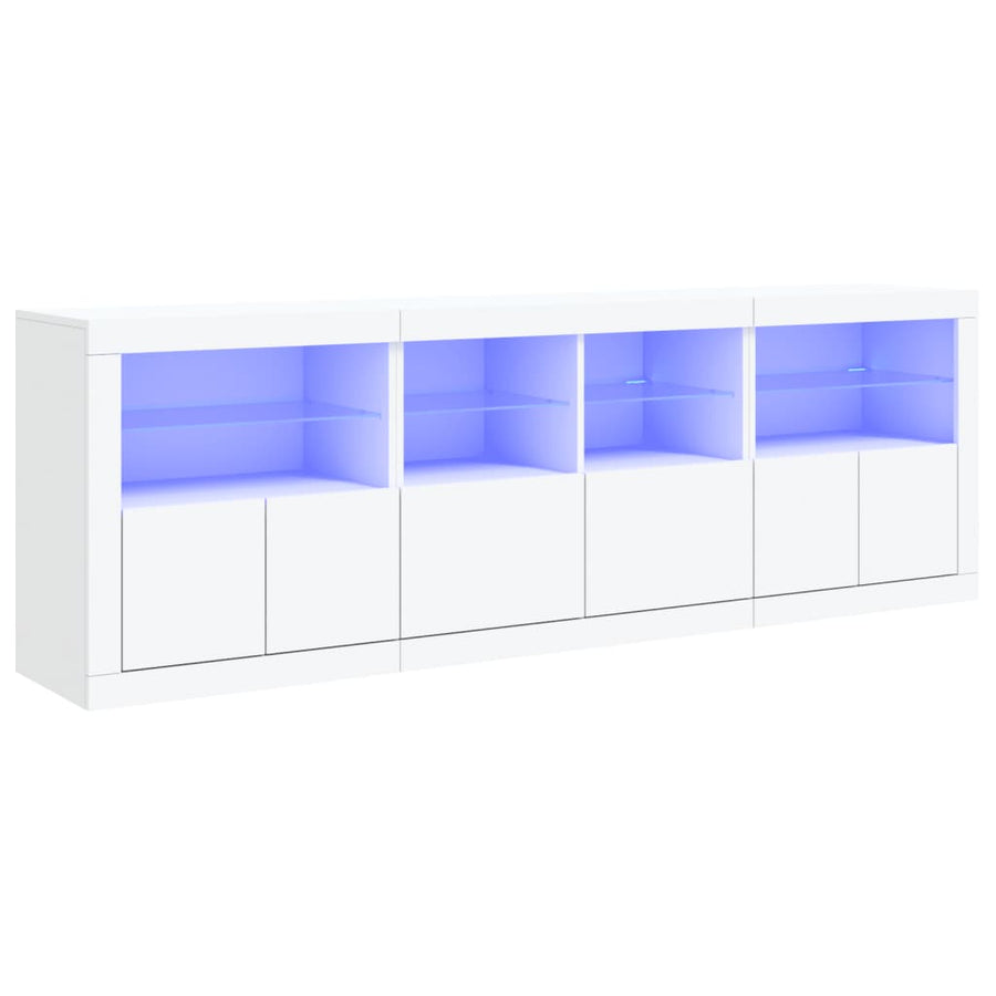 Dressoir Met Led-Verlichting 202X37X67 Cm Wit