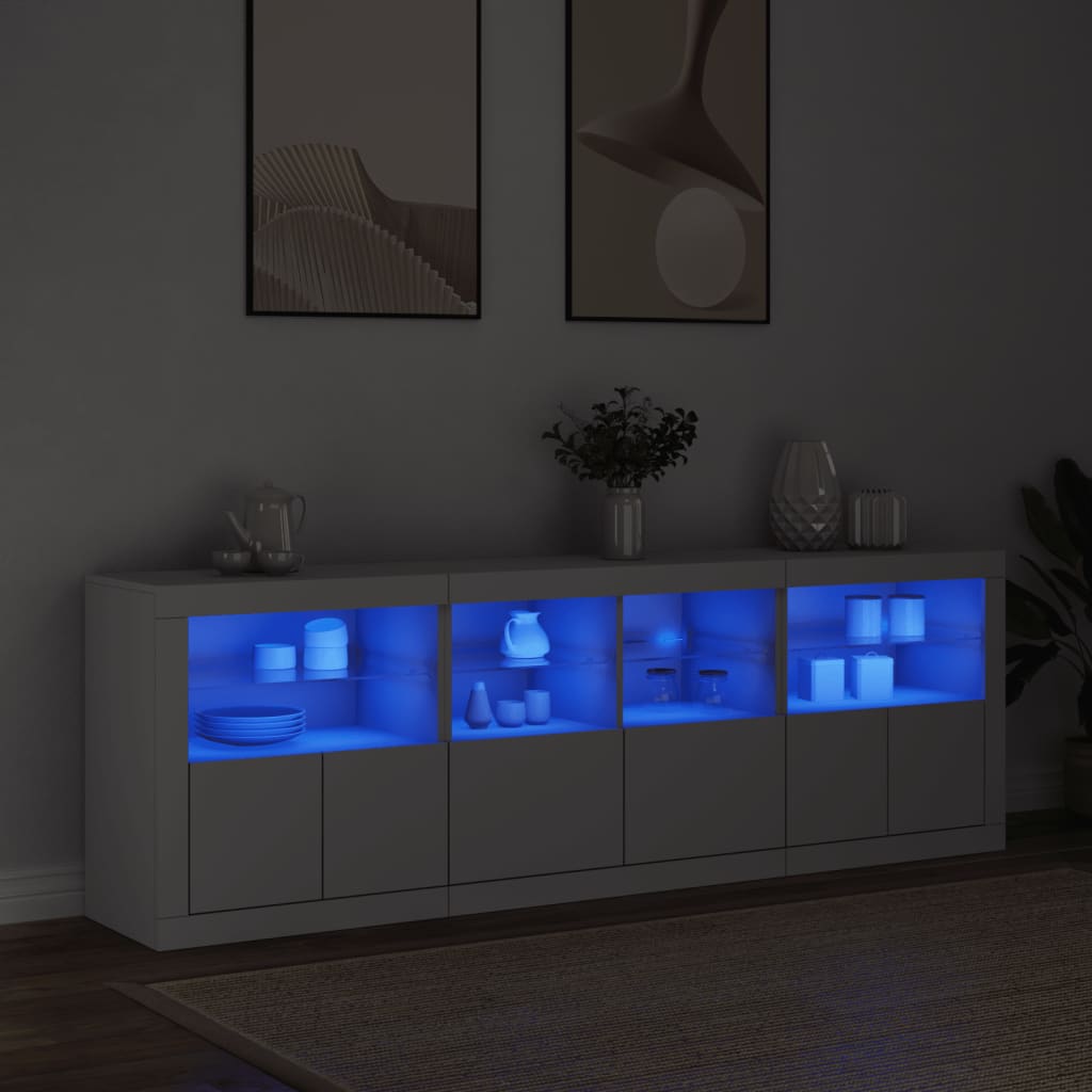Dressoir Met Led-Verlichting 202X37X67 Cm Wit