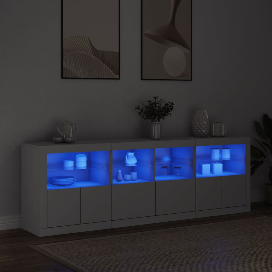 Dressoir Met Led-Verlichting 202X37X67 Cm Wit