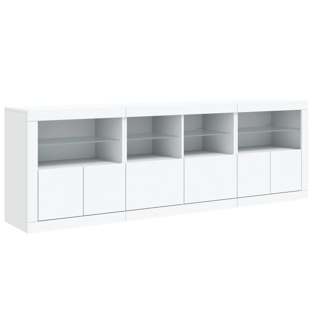 Dressoir Met Led-Verlichting 202X37X67 Cm Wit