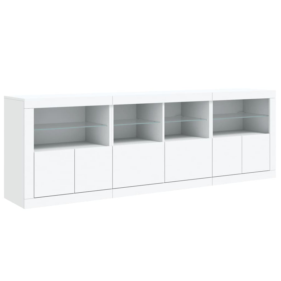 Dressoir Met Led-Verlichting 202X37X67 Cm Wit
