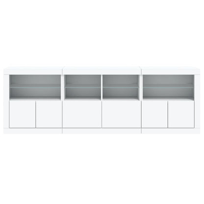 Dressoir Met Led-Verlichting 202X37X67 Cm Wit