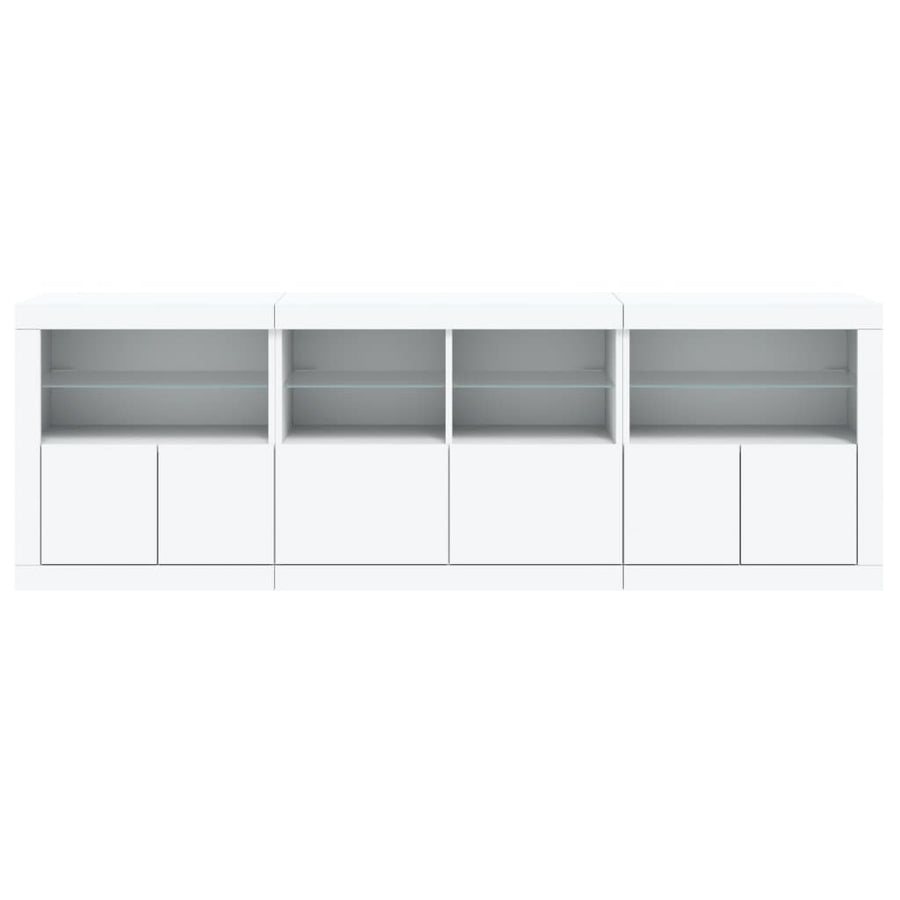 Dressoir Met Led-Verlichting 202X37X67 Cm Wit