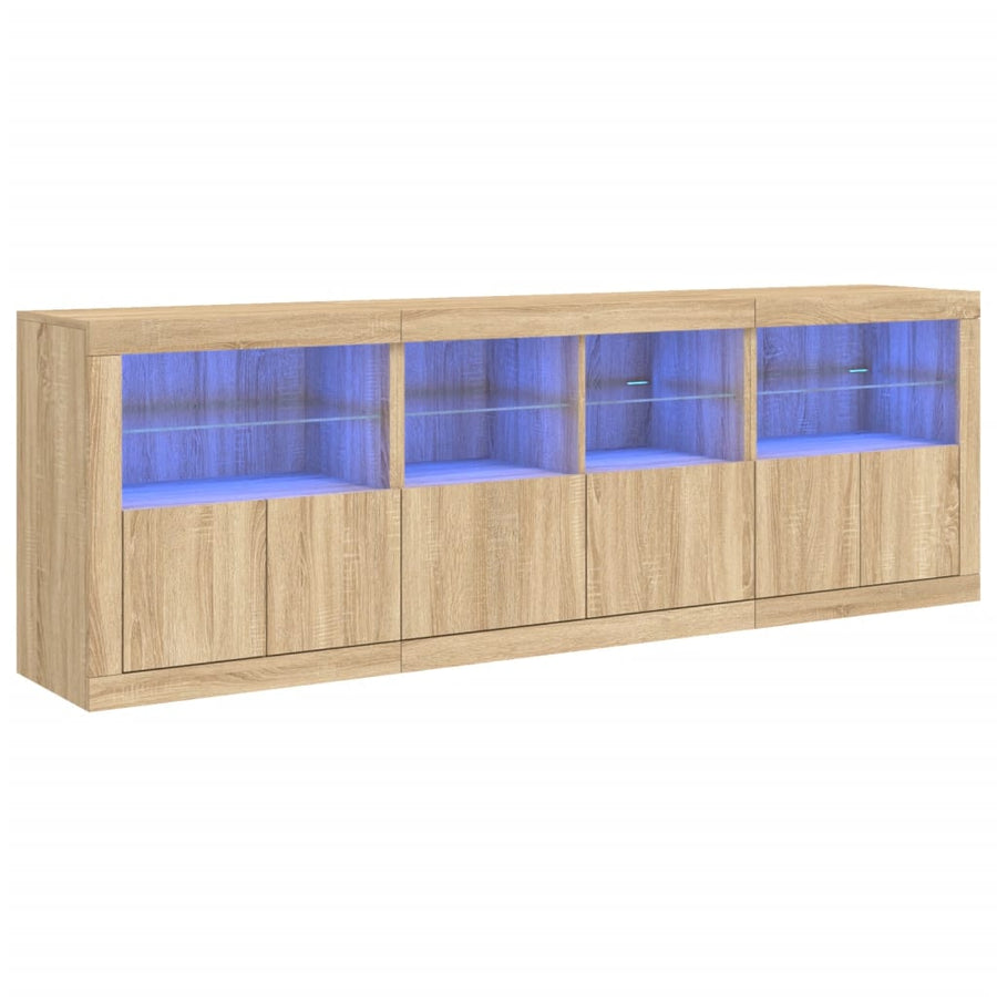 Dressoir Met Led-Verlichting 202X37X67 Cm Kleurig Sonoma eiken