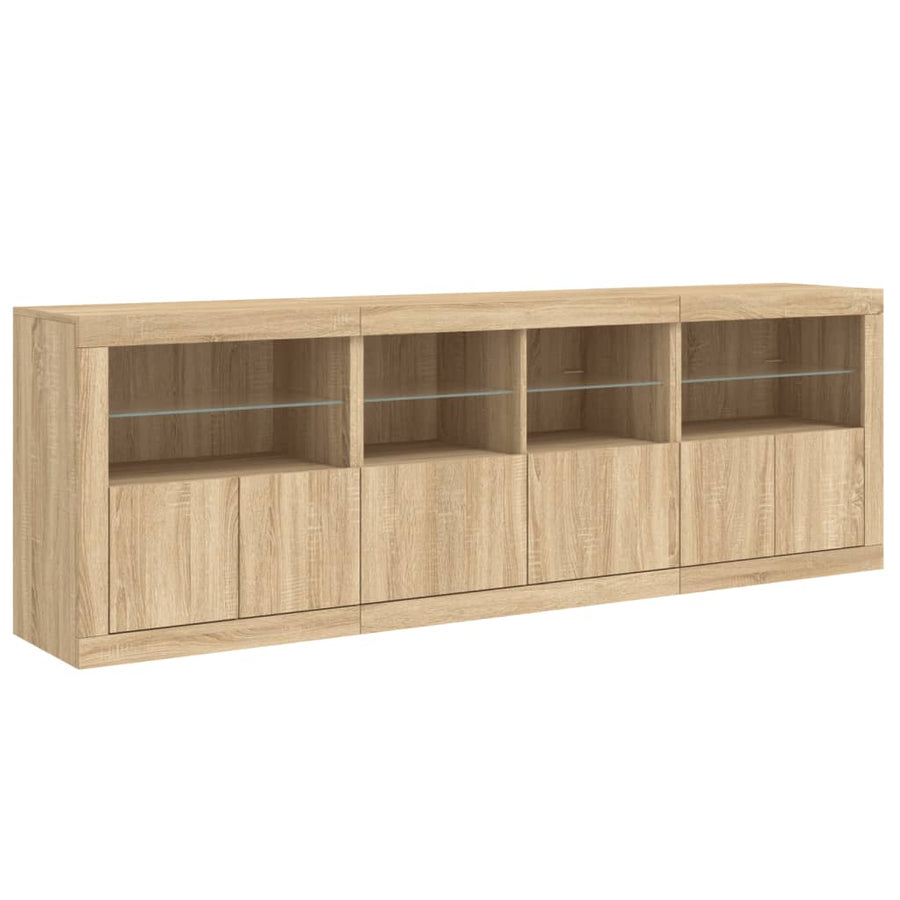 Dressoir Met Led-Verlichting 202X37X67 Cm Kleurig Sonoma eiken