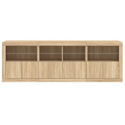 Dressoir Met Led-Verlichting 202X37X67 Cm Kleurig Sonoma eiken