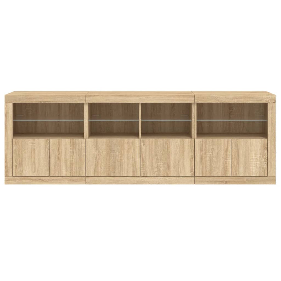 Dressoir Met Led-Verlichting 202X37X67 Cm Kleurig Sonoma eiken