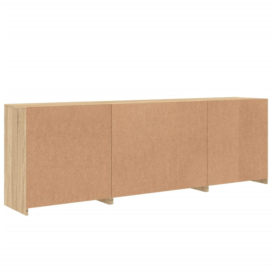 Dressoir Met Led-Verlichting 202X37X67 Cm Kleurig Sonoma eiken