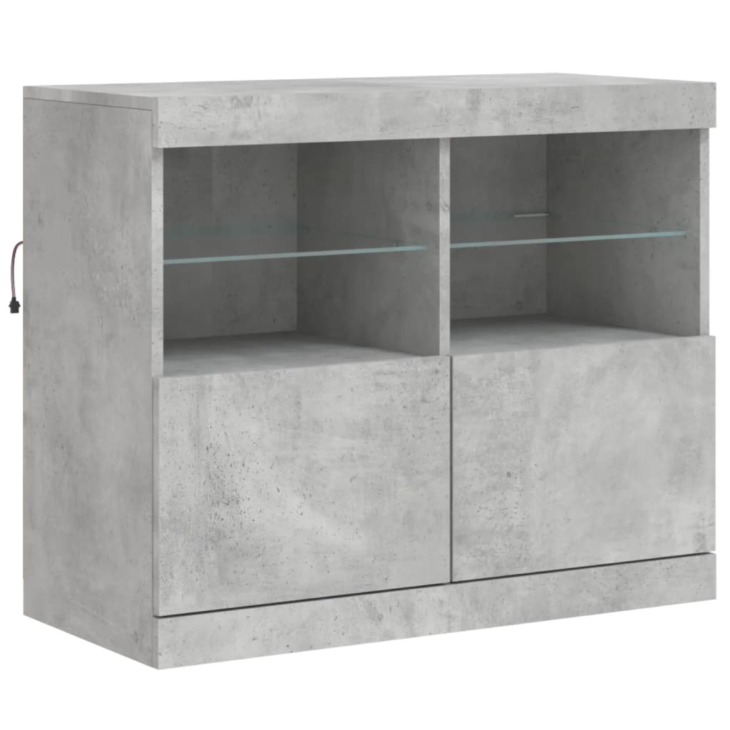 Dressoir Met Led-Verlichting 202X37X67 Cm Betongrijs