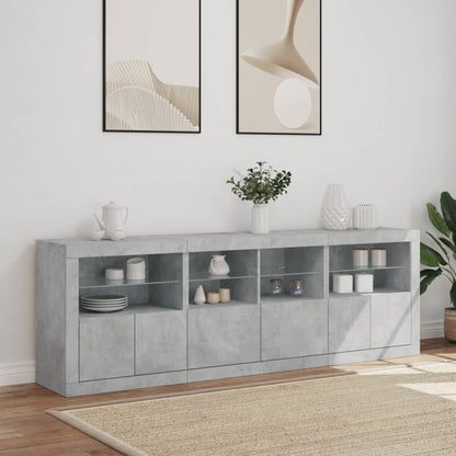 Dressoir Met Led-Verlichting 202X37X67 Cm Betongrijs
