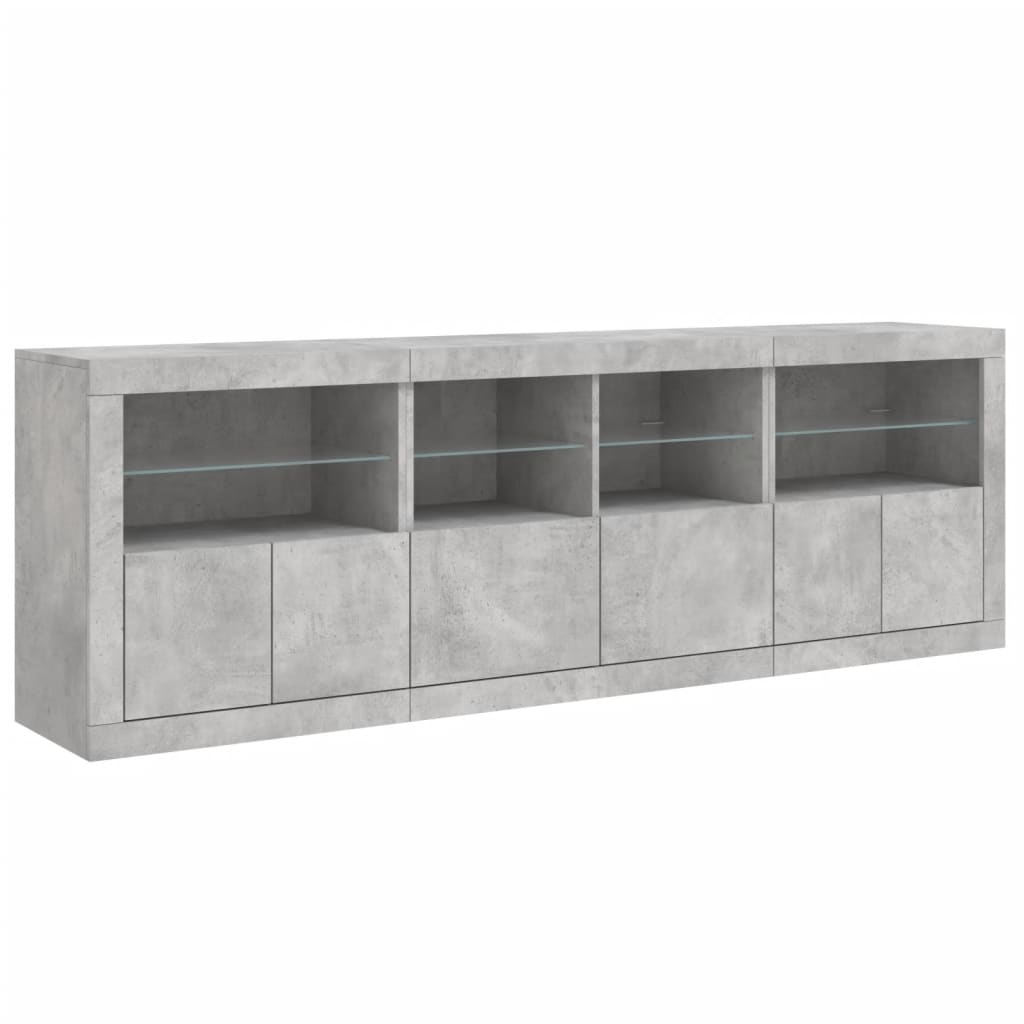 Dressoir Met Led-Verlichting 202X37X67 Cm Betongrijs
