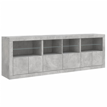 Dressoir Met Led-Verlichting 202X37X67 Cm Betongrijs