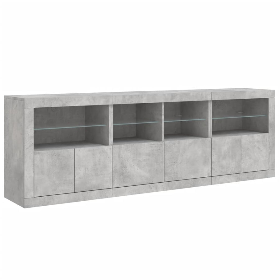 Dressoir Met Led-Verlichting 202X37X67 Cm Betongrijs