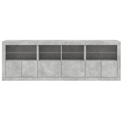 Dressoir Met Led-Verlichting 202X37X67 Cm Betongrijs