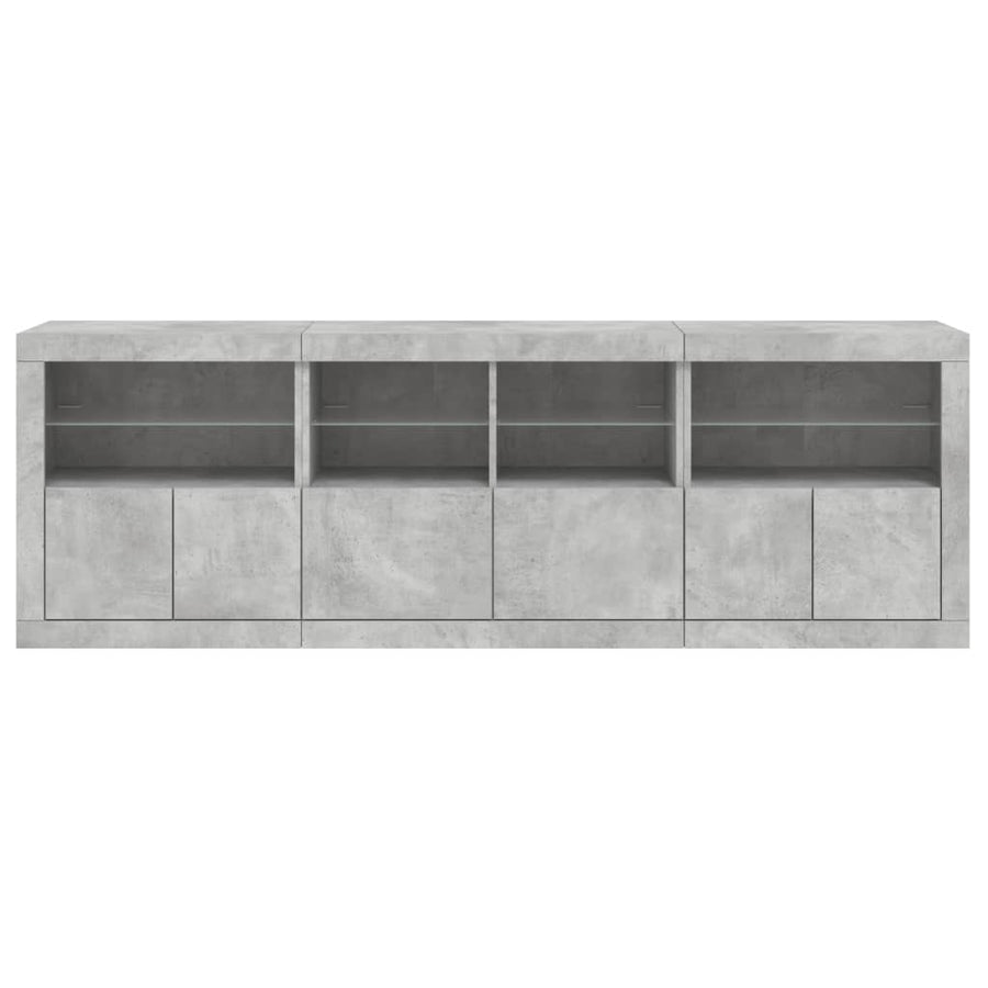 Dressoir Met Led-Verlichting 202X37X67 Cm Betongrijs
