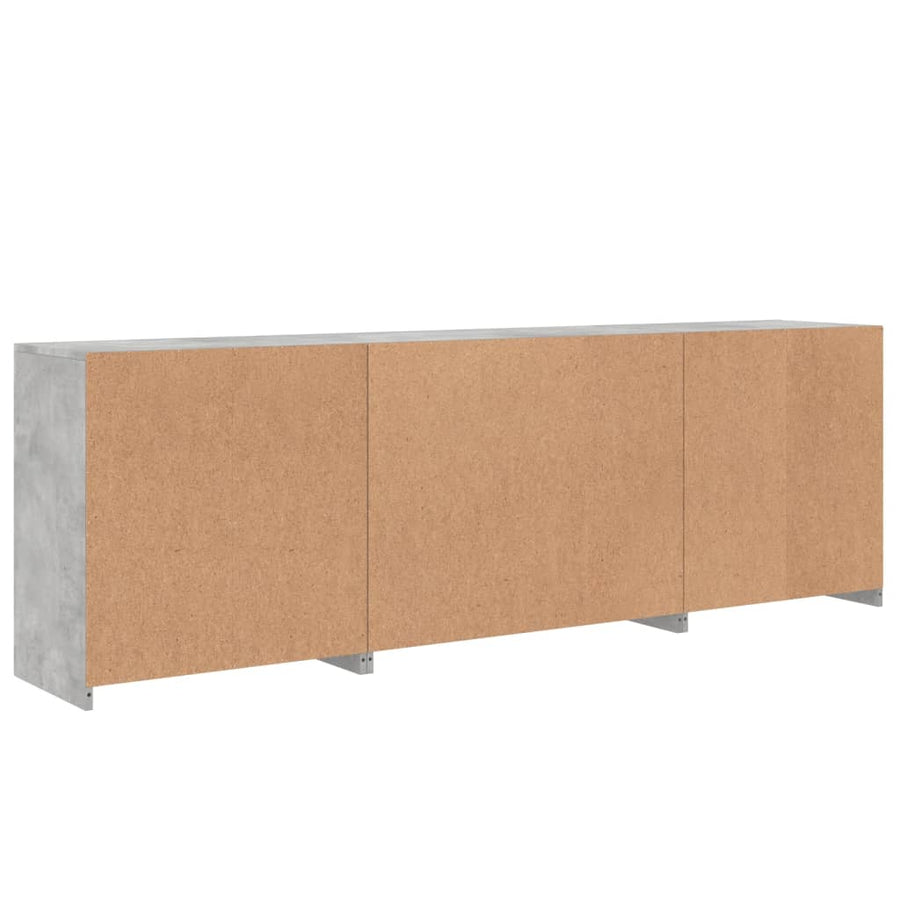 Dressoir Met Led-Verlichting 202X37X67 Cm Betongrijs