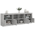 Sideboard with LED lighting 202x37x67 cm concrete grey