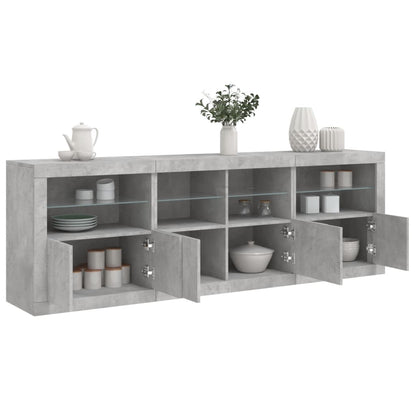 Dressoir Met Led-Verlichting 202X37X67 Cm Betongrijs