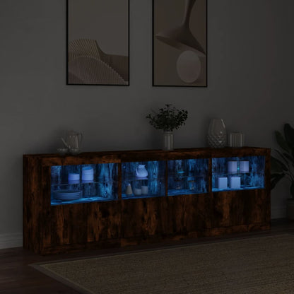 Dressoir Met Led-Verlichting 202X37X67 Cm Kleurig Gerookt eiken