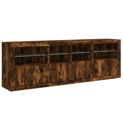 Dressoir Met Led-Verlichting 202X37X67 Cm Kleurig Gerookt eiken