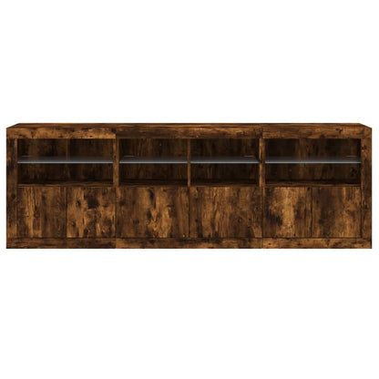 Dressoir Met Led-Verlichting 202X37X67 Cm Kleurig Gerookt eiken