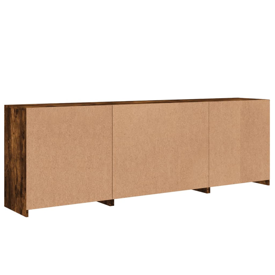 Dressoir Met Led-Verlichting 202X37X67 Cm Kleurig Gerookt eiken