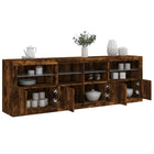 Dressoir 202x37x67 cm gerookt eiken met LED