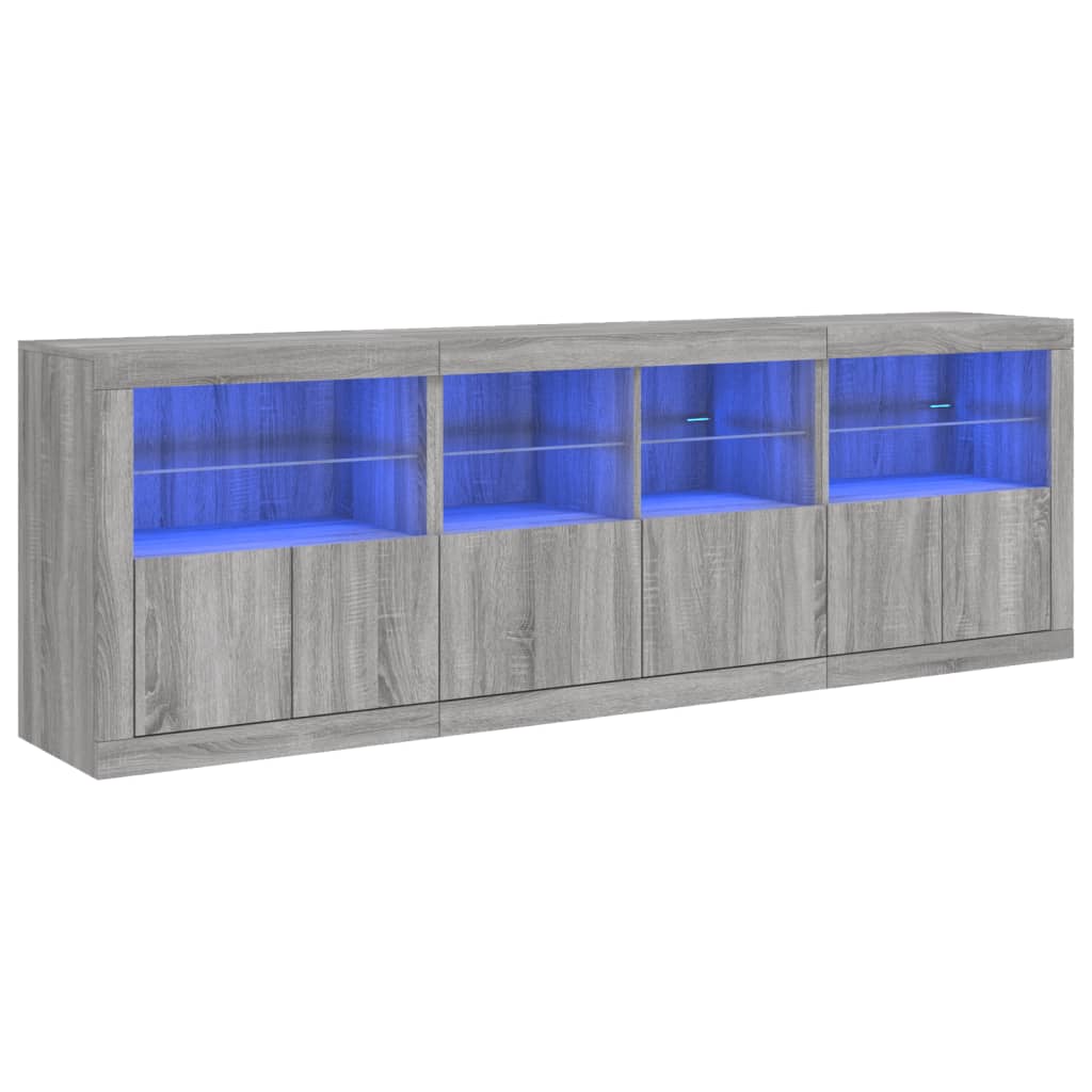 Dressoir Met Led-Verlichting 202X37X67 Cm Eiken Grijs sonoma