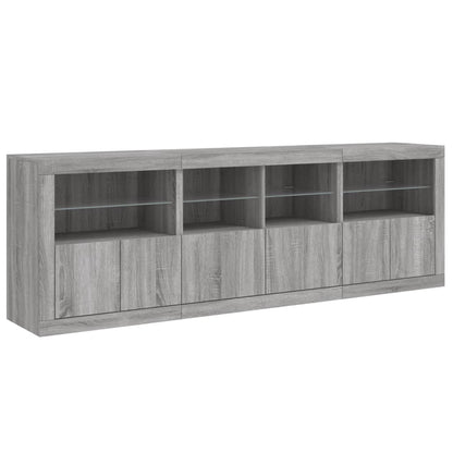 Dressoir Met Led-Verlichting 202X37X67 Cm Eiken Grijs sonoma