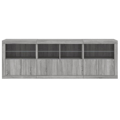 Dressoir Met Led-Verlichting 202X37X67 Cm Eiken Grijs sonoma