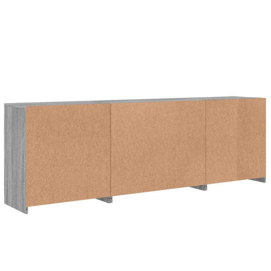 Dressoir met LED-verlichting 202x37x67 cm grijs sonoma eiken