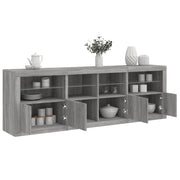 Dressoir 202x37x67 cm grijs sonoma eiken LED