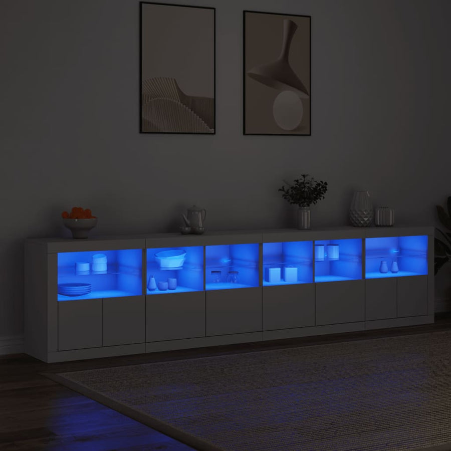 Dressoir Met Led-Verlichting 283X37X67 Cm Wit