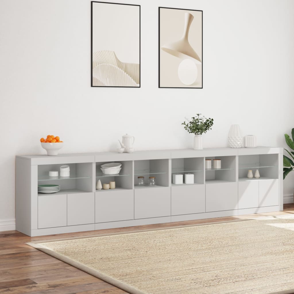 Dressoir Met Led-Verlichting 283X37X67 Cm Wit