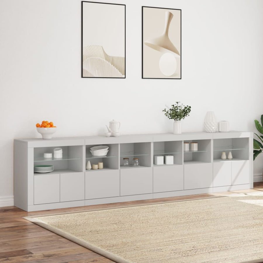 Dressoir Met Led-Verlichting 283X37X67 Cm Wit