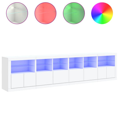Dressoir Met Led-Verlichting 283X37X67 Cm Wit