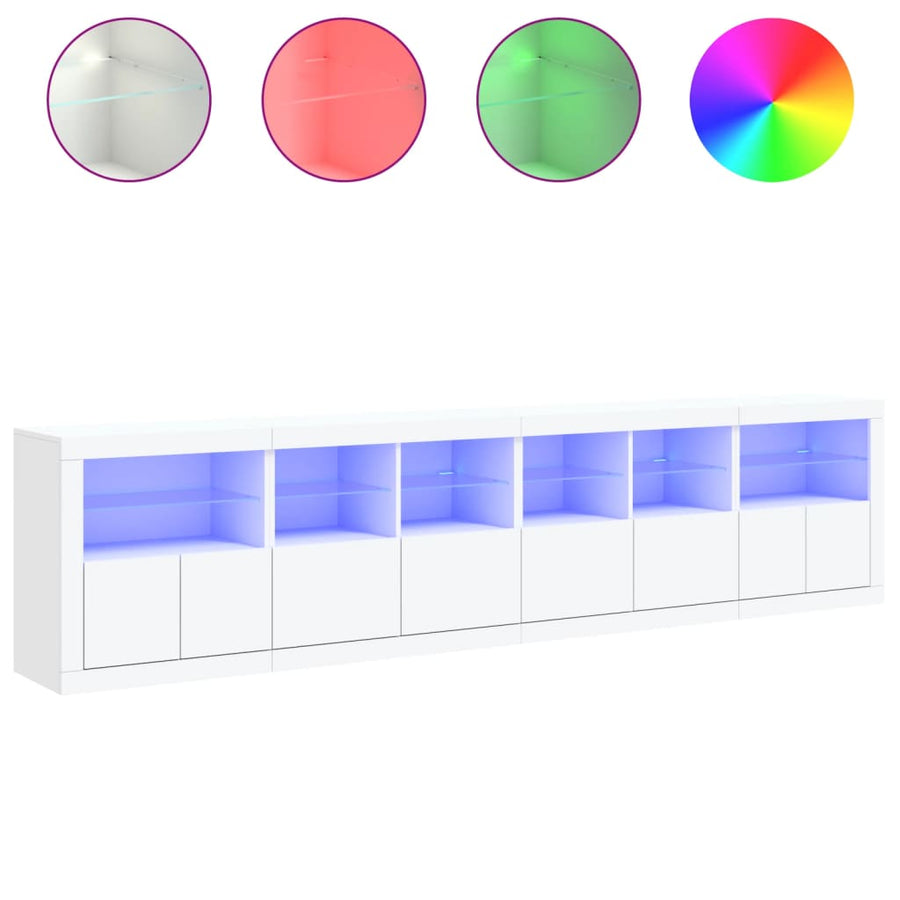 Dressoir Met Led-Verlichting 283X37X67 Cm Wit