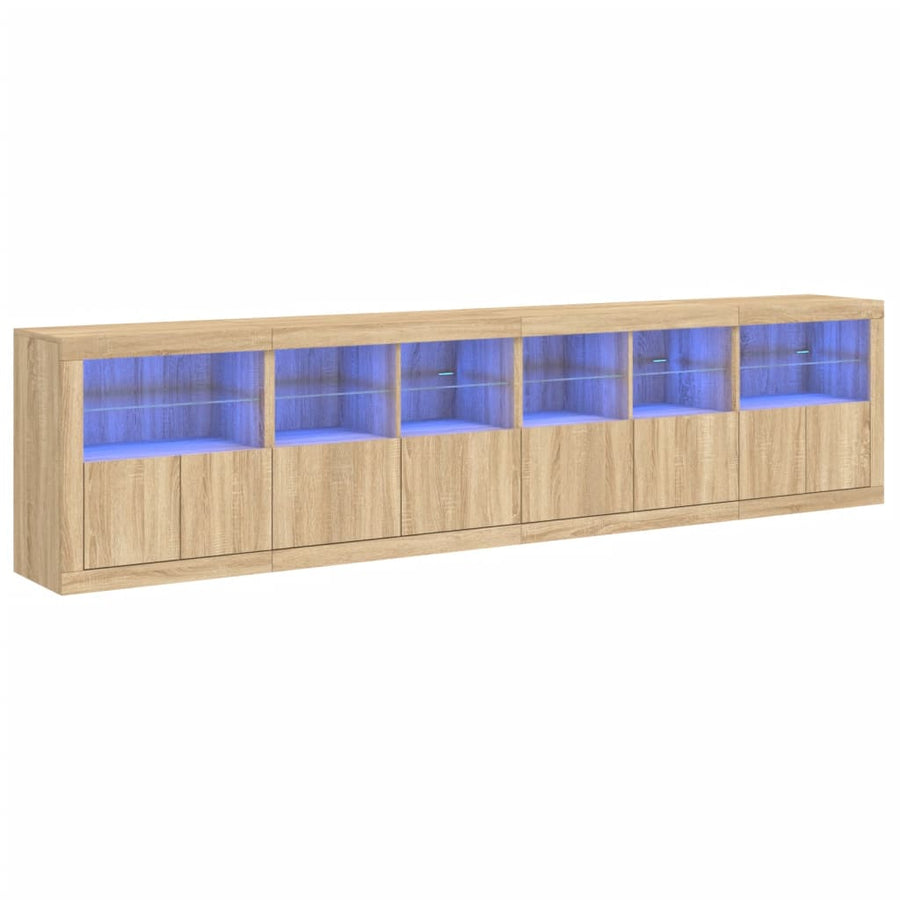 Dressoir Met Led-Verlichting 283X37X67 Cm Kleurig Sonoma eiken