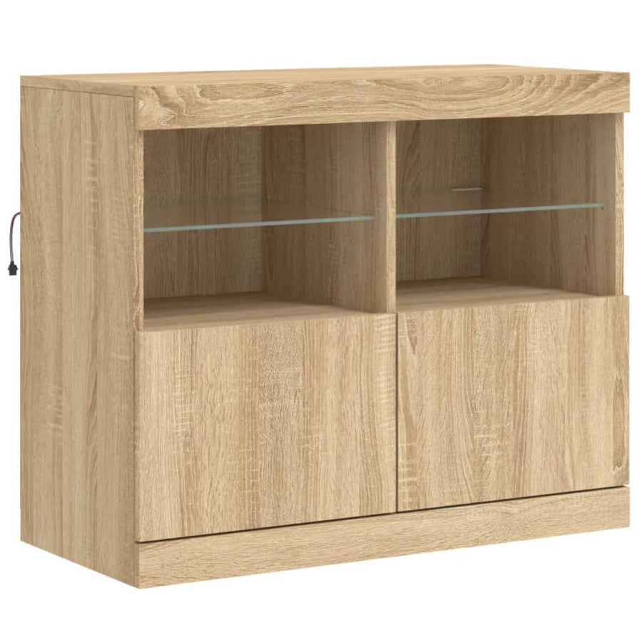 Dressoir Met Led-Verlichting 283X37X67 Cm Kleurig Sonoma eiken